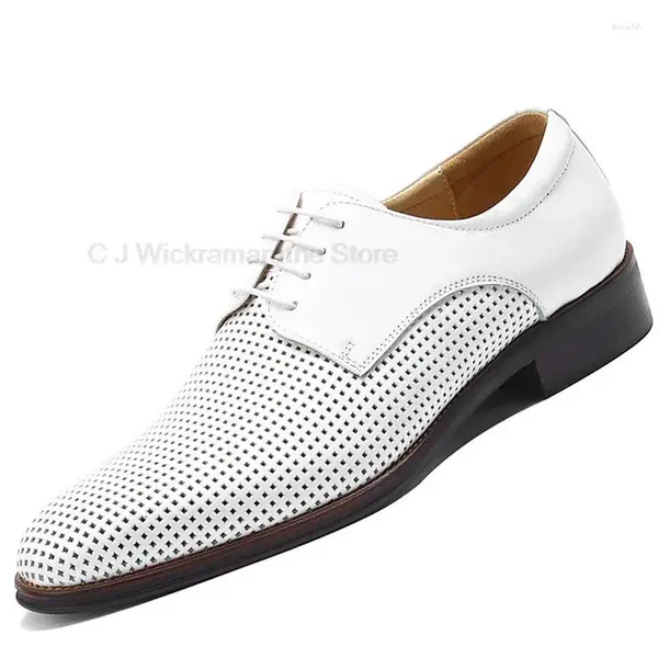 Kleid Schuhe Weiß Derby Bräutigam Formale Büro Männer Schuh Mode Echtes Leder Original Designer Geschäftsmann Atmungsaktiv