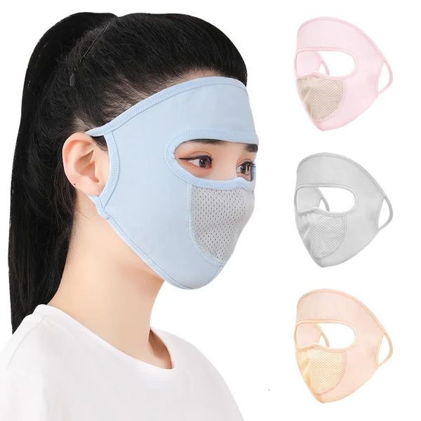 Ледяная шелковая солнцезащитная маска для спорта на открытом воздухе, анти-УФ-маска для лица, езда на велосипеде, дышащая защита от пыли, маска для лица для женщин и девочек, подвесная маска для ушей 240321