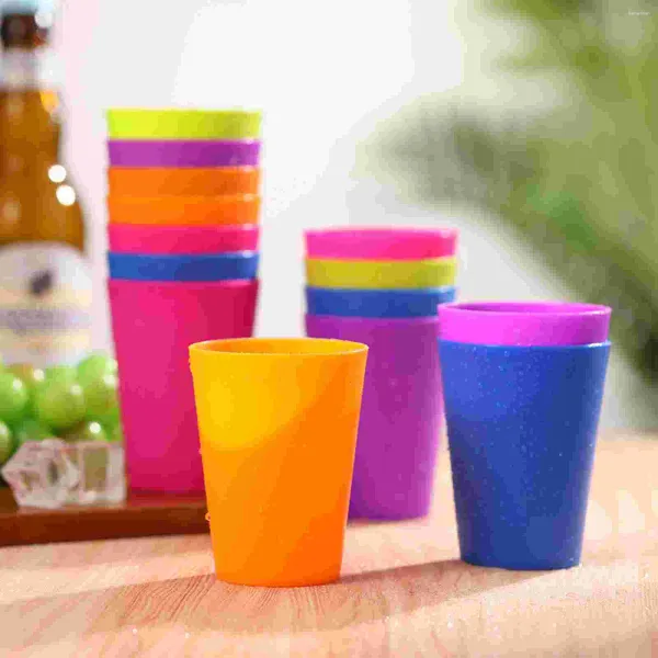 Copas descartáveis pisadas toymytoy 15pcs reutilizáveis infratáveis infratáveis crianças brilhantes de cor brilhante bebendo para festas duras de festa em casa