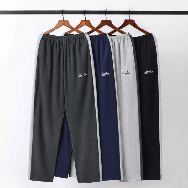 Luvas masculinas pamas verão algodão calças compridas estilo japonês simples cintura elástica casual grandes jardas 5xl cor pura homens casa sleep bottoms