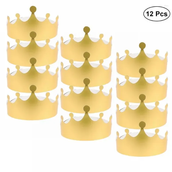 Festa favor chá de bebê chapéus de aniversário de papel ouro cartão coroa 12pcs 19,5 x 11,5cm cor brilhante