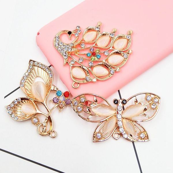 DIY cep telefonu kabuğu aksesuarları Aksesuarlar Yaratıcı Aksesuarlar Dragonfly Tavuskuşu Çiçek Hayvan Alaşımlı Rhinestone Çıkartma Malzeme Çantası