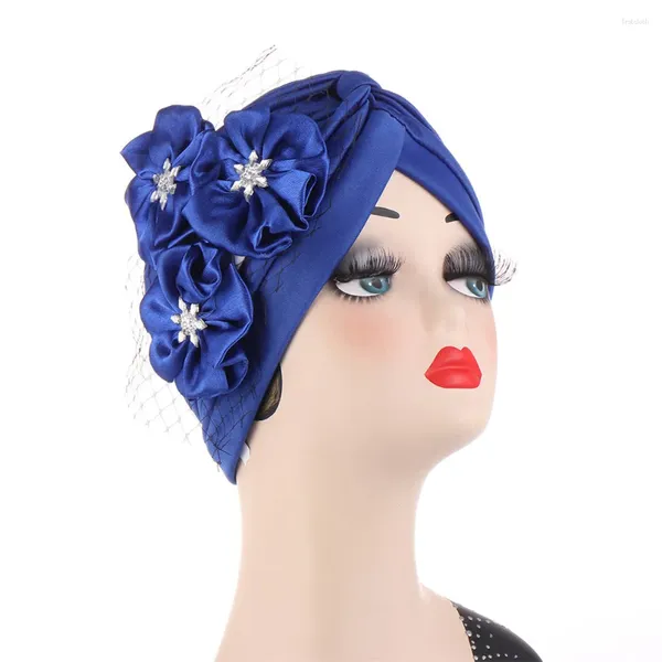 Roupas étnicas Moda Mulheres Flor Muçulmana Hijab Plissado Chemo Cap Bonnet Câncer Femme Turbante Perda de Cabelo Gorros Capa Head Wrap