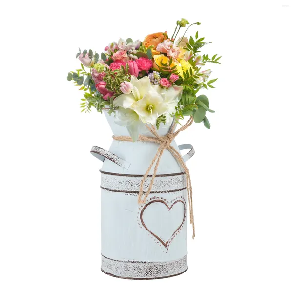 Vasos Retro Chaleira Coração Em Forma de Arranjo de Flores Preto Vaso Bouquet Titular Recipiente Potenciômetro de Mesa