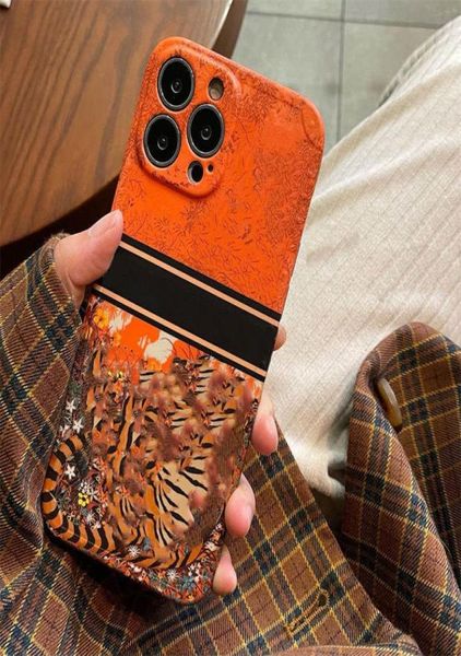 Брендовые дизайнерские чехлы для мобильных телефонов для IPhone 12 pro max 13 Promax Phone Case 11 X Xs XrMax Fashion Orange Tiger Palace Print Alli2452554