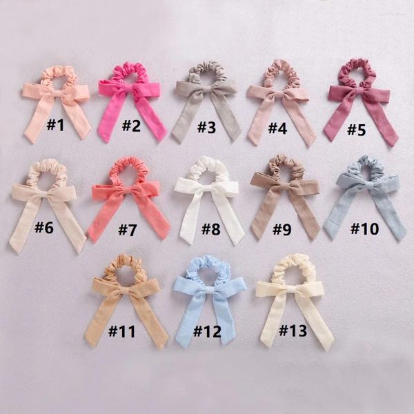 Haarschmuck 10 Teile/los Frauen Mädchen Baumwolle Bögen Scrunchies Elastische Bänder Für Mädchen Bowknot Krawatte Pferdeschwanz Halter