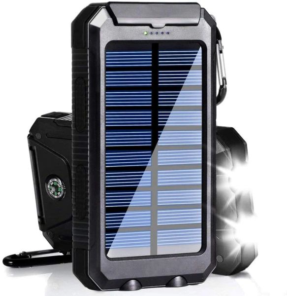 Sobrevivência Kit de emergência ao ar livre Chargador solar 20000mAh Banco de energia solar portátil à prova d'água com lanternas LED para sobrevivência de aventura