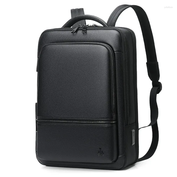 Mochila 2024 Marca Moda Homens Couro Saco Escola À Prova D 'Água Viagem Casual Livro Laptop Masculino