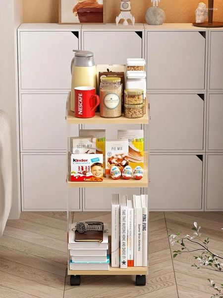 Carrello portaoggetti da cucina Carrello in acrilico Scaffale con ruote multistrato Home Office Snack per tazze di detriti sul pavimento di piccole dimensioni