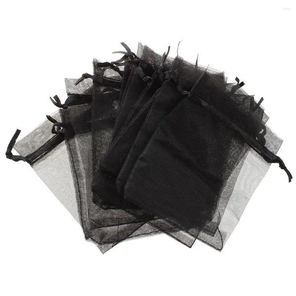Сумки для хранения 100 черных мешочков из органзы для свадебных украшений 9 см х 12 см