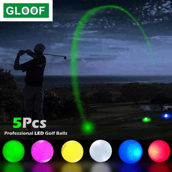 Bolas 5pcs bolas de golfe profissionais lideraram bolas de golfe noturnas luminos