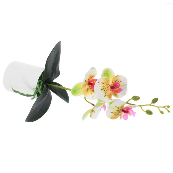 Fiori decorativi Piante in vaso simulate Simulazione di fiori artificiali Decorazione per tavolo da pranzo finta Bonsai di orchidea finta in plastica finta