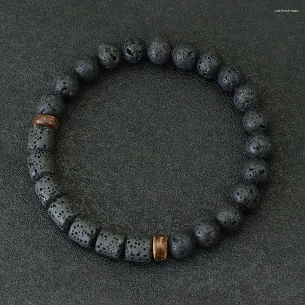 Braccialetti con ciondoli Bracciale da uomo Pietra naturale Perline di cocco fatte a mano Braslet Meditazione Yoga Chakra Braclet Pulsera Madera Hombre Bracciale