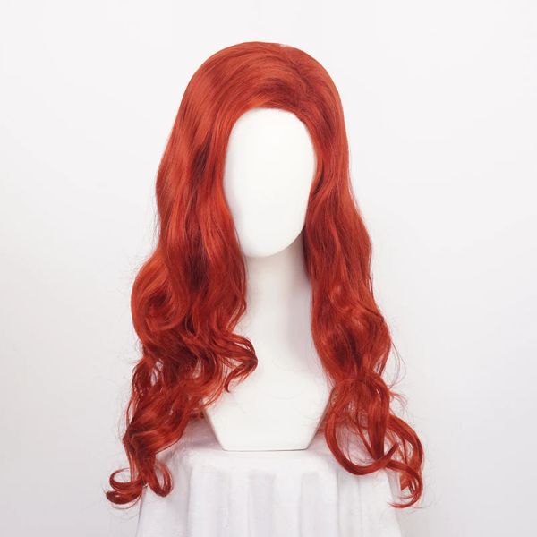 Perucas ccutoo sereia sintética sereia cosplay peruca pincess ariel red wavy hail par da festa