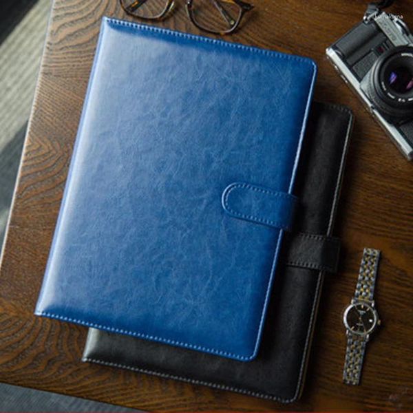 Caderno magnético de couro pu de alta qualidade, bloco de notas grosso para reuniões, escritório, papelaria, logotipo personalizado, caixa de presente, diário