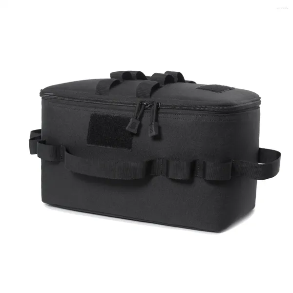 Sacos de armazenamento Saco de acampamento ao ar livre Fogão a gás Canister Pot Carry Picnic Panelas Utensílios Organizador Preto