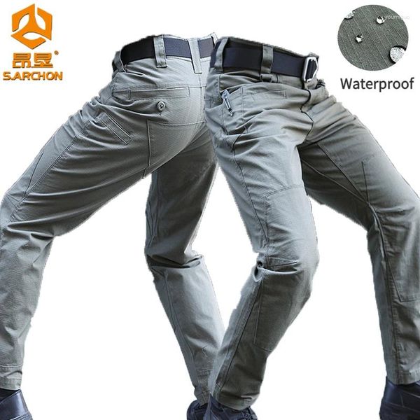 Pantaloni da uomo multitasche tattici resistenti all'usura impermeabili fan dell'esercito cargo escursionismo all'aperto campeggio arrampicata maschio