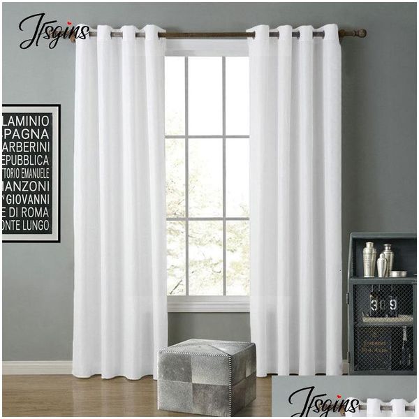 Cortinas transparentes modernas, brancas, blackout para sala de estar, janelas, varanda, porta, corredor, elegante, longa, tende d dhr71