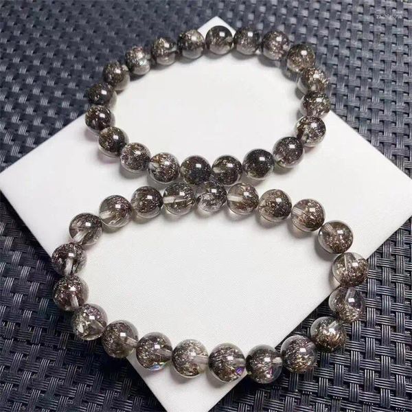 Braccialetti a maglie 9mm Rame nero naturale Bracciale al quarzo Super Seven Donna Uomo Clear Healing Fengshui Perline rotonde Regalo elasticizzato