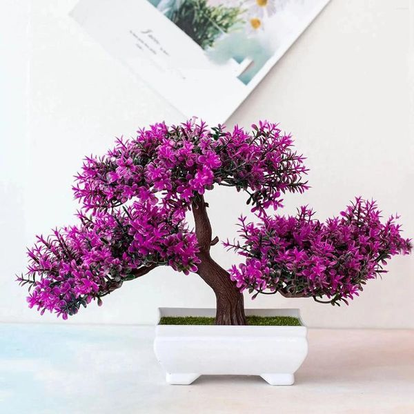 Flores decorativas vaso artificial planta bonsai vaso simulação árvore casa/escritório decoração natal