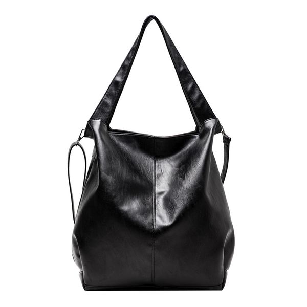 Bolsa de couro macio preto luxo grande hobo totes designer bolsa crossbody sacos de ombro mulheres causal simples grandes sacos de compras saco de mão para o sexo feminino