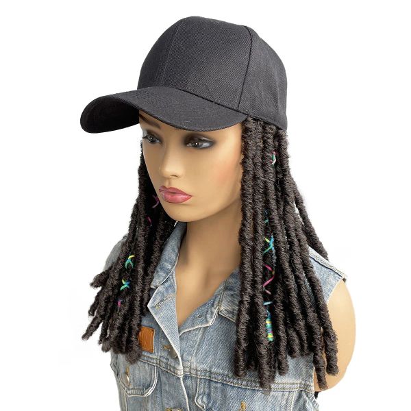 Snapbacks Bchr Hat Dreadlocks peruk için Afrikalı Siyah Kadınlar Günlük Sentetik Örgülü Saç Beyzbol Kapağı Dread Kilit Kilitleri Peruk