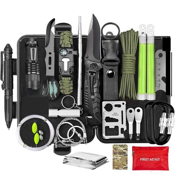 Werkzeuge Survival Kit Military Outdoor Travel Mini Campingausrüstung Erste -Hilfe -Kit Professionelle Überlebensausrüstung Jagd Tool Notfallzubehör