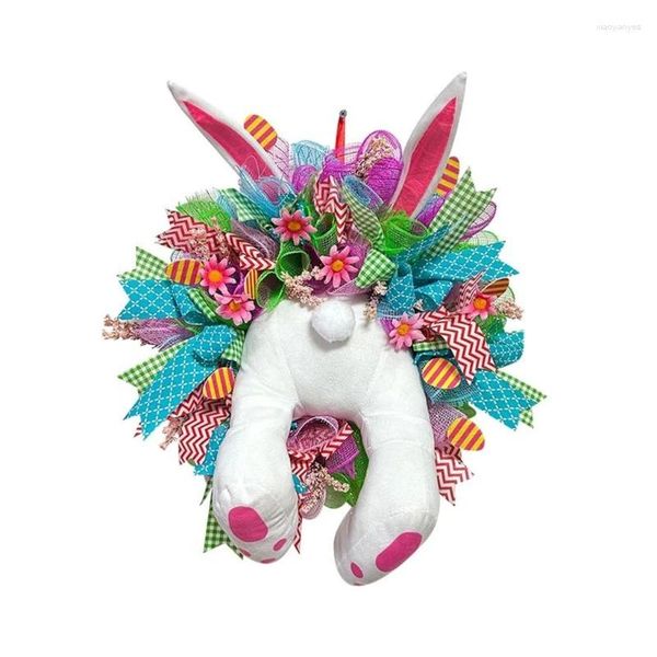 Dekoratif Çiçekler Paskalya Kapısı Dekorasyonu Eşsiz Bunnys Buwreath Secongations Göz yakalayan Süsleme Kutlamalar için