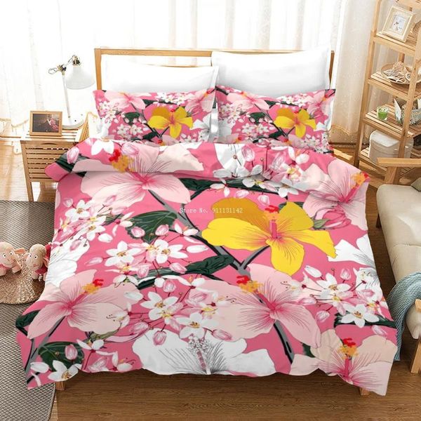 Комплекты постельного белья садовые растения 3D печатный чехол пуховое одеяло наволочка украшение для спальни для девочек кровать домашний текстиль