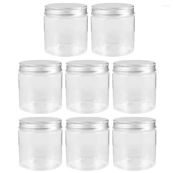 Garrafas de armazenamento 250ml mini tampa de alumínio transparente prata conjunto frasco de conserva doméstico frascos pequenos recipiente de mel vedação de plástico