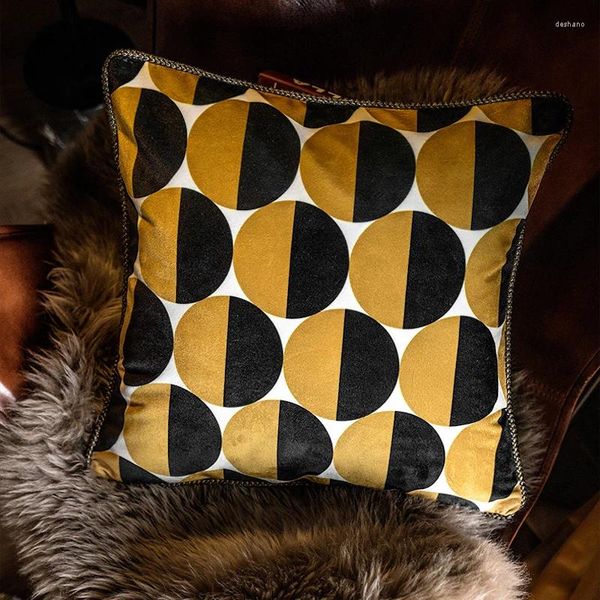 Travesseiro amarelo preto travesseiros caso de veludo luxo quente capa decorativa para sofá 45x45 moderna sala de estar decorações de casa