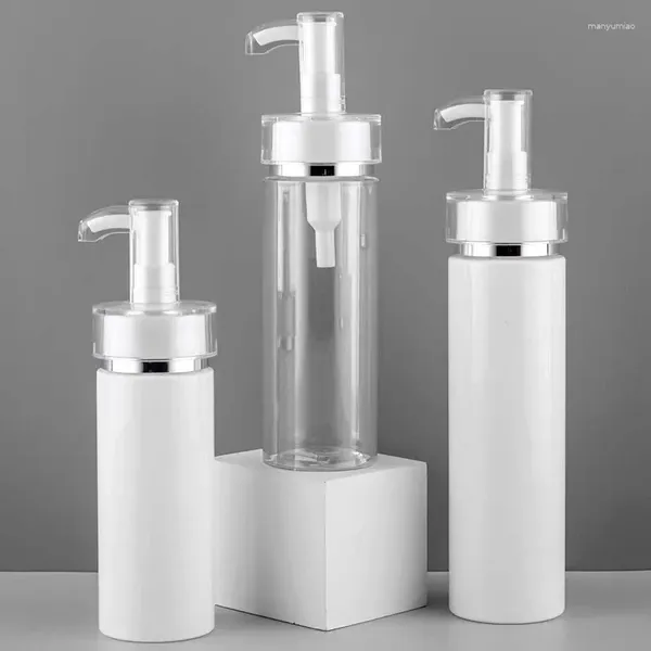 Bottiglie di stoccaggio 100/120/150ml Bottiglia di lozione spray in plastica vuota Testa della pompa acrilica riutilizzabile per gel doccia fai da te Cosmetici Contenitori