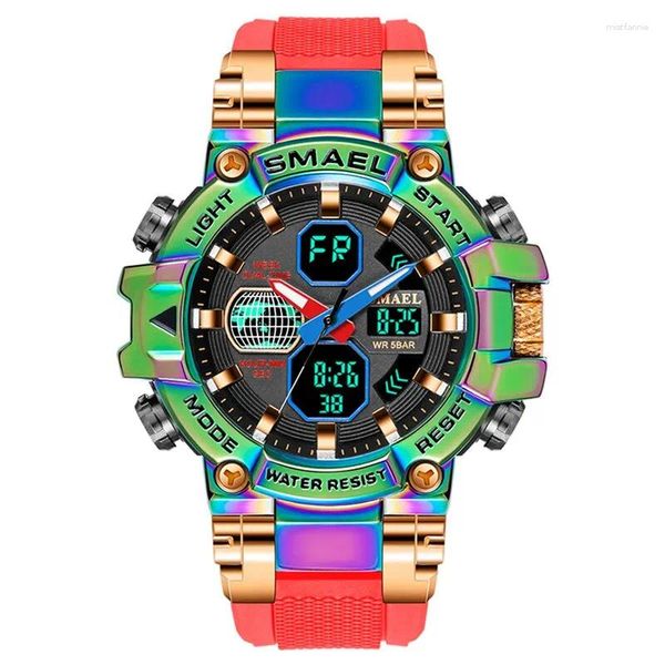Наручные часы SMAEL мужские часы в стиле милитари 50 м водонепроницаемые часы с автоматической датой и будильником 8027 кварцевые цифровые легкие часы