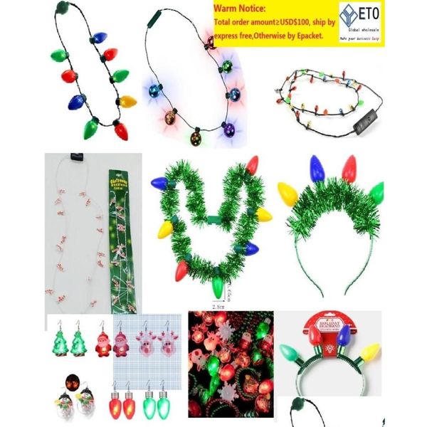 Decorazione per feste Vacanze di Natale Lampeggiante Collana Bbs Collane a led per decorazioni Forniture regalo Collana di bastoncini di zucchero4868540 Dhvjk