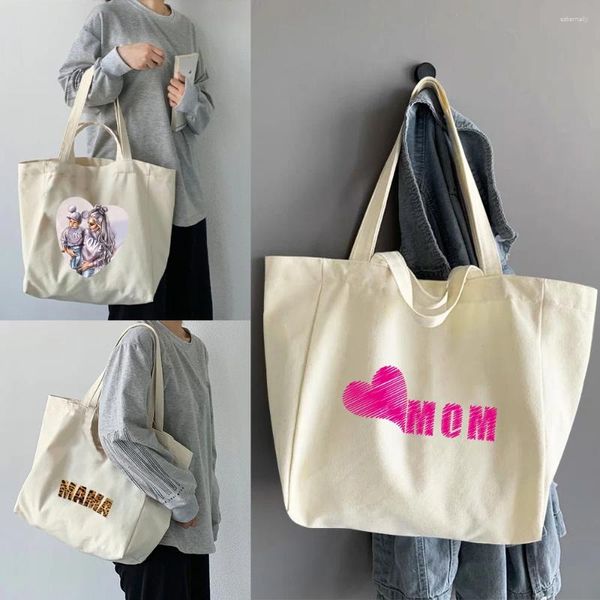 Sacos de compras Senhoras Shoppers Bolsas Grande Capacidade Escola Tendência Canvas Tote Dobrável Mãe Série Padrão Ombro