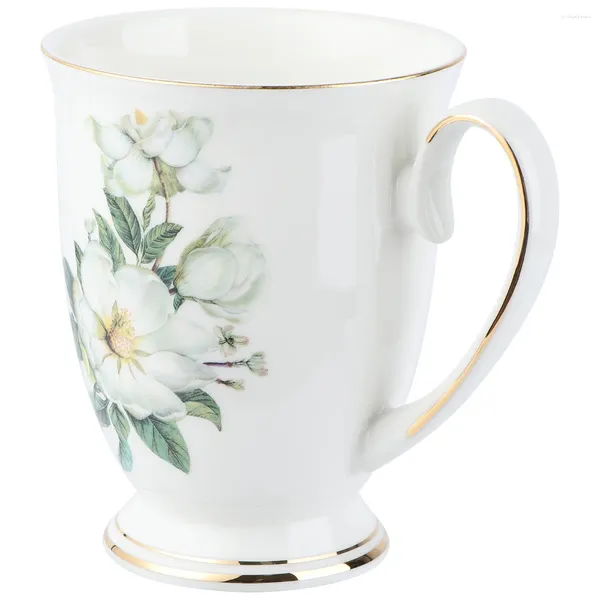 Copos de vinho cerâmica xícara de chá caneca de café floral servindo com alça flor utensílios de mesa para bebidas de água latte café mocha canecas