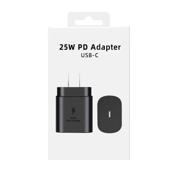 Качество OEM 25 Вт PD USB C Fast Charge 20W Power Wall Adapter Adapter US EU UK Plug для Samsung Charger Galaxy S21 5G S20 S10 Примечание 20 10 A71 A70S A80 M51 838DD