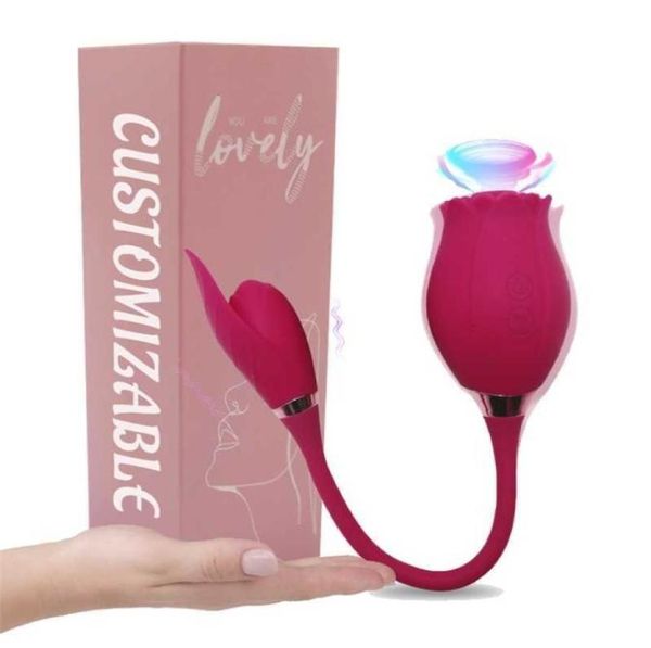 Massaggiatore giocattolo del sesso Fiore rosso rosa e viola Giocattoli vibranti Petalo a forma di rosa Succhiare il clitoride Il vibratore succhia divertente per le donne Clito1203160