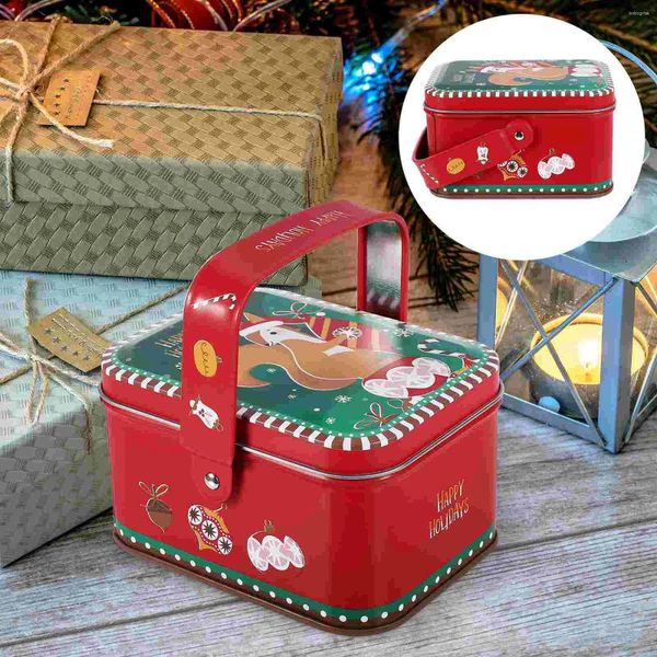 Garrafas de armazenamento Metal Caixa de Flandres de Natal Cartões Latas de biscoitos com tampas para presentear recipientes