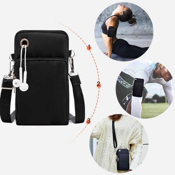 Универсальный мобильный телефон корпус сумки для кошелька для плеча спортивной руки для спортивной руки для Huawei P30 P20 P40 Mate 20 Gold Letter Pattern Печать