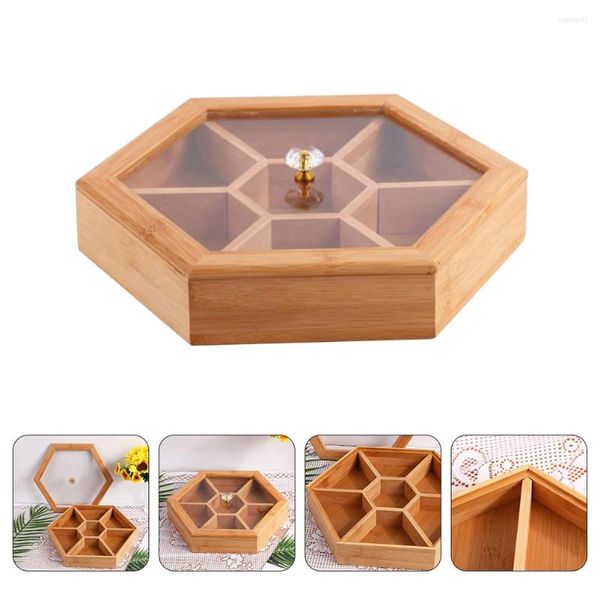 Geschirrssätze Aufbewahrungsbox mit Deckelschalen Serving Tablett Tisch Dekor Dekorative Süßigkeiten Obst Holz Snack Schüsselbehälter