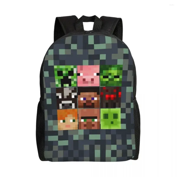 Mochila Cube World Video Game Viagem Homens Mulheres Escola Computador Bookbag College Student Daypack Bags