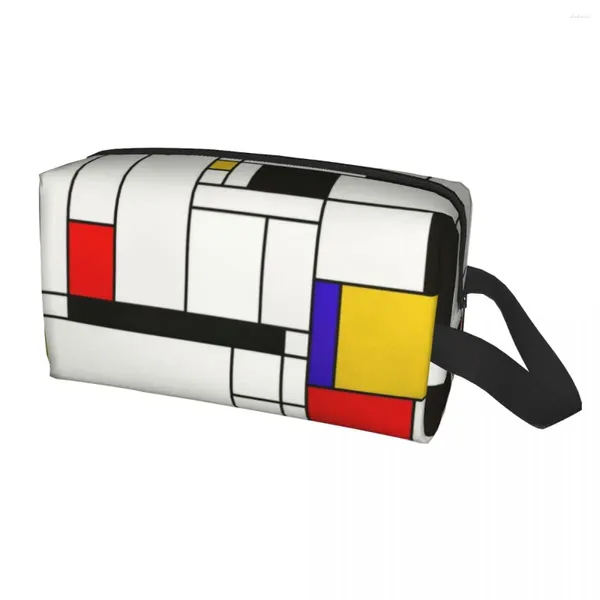 Kosmetiktaschen Benutzerdefinierte Piet Mondrian Stil Abstrakte Kunst Kulturbeutel Frauen De Stijl Make-up Organizer Dame Schönheit Lagerung Dopp Kit Box