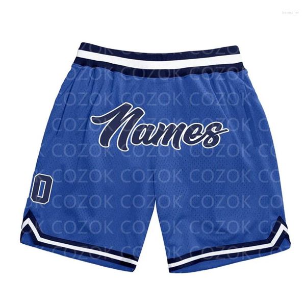 Shorts masculinos personalizados luz azul preto autêntico basquete 3d impresso homens seu nome mumber praia de secagem rápida