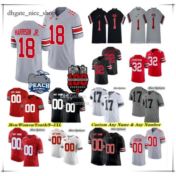 2023 Ohio State Buckeyes OSU College Football Jersey Marvin Harrison Jr Devin Brown Chip Trayanum Treveyon Henderson Cade Stover Emeka 24ss 1:1 195