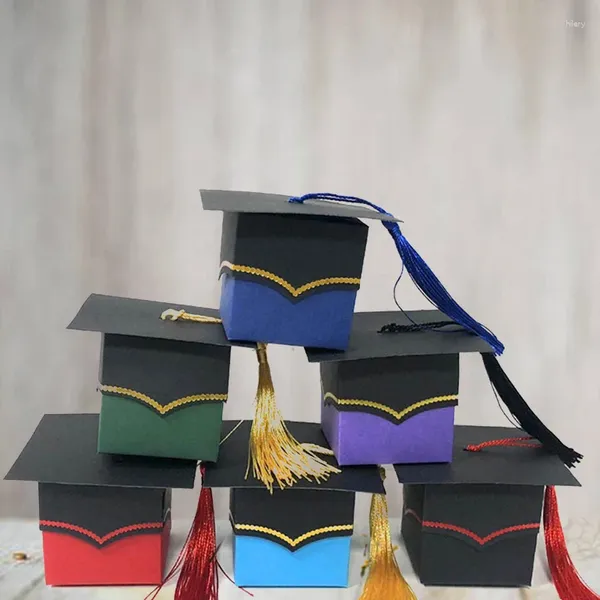 Envoltório de presentes 50 pcs Bachelor Hat Cap Caixa de Doces para Embalagem de Graduação DIY Aniversário Bebê Chuveiro Casamento Favor Caixas Decoração de Festa