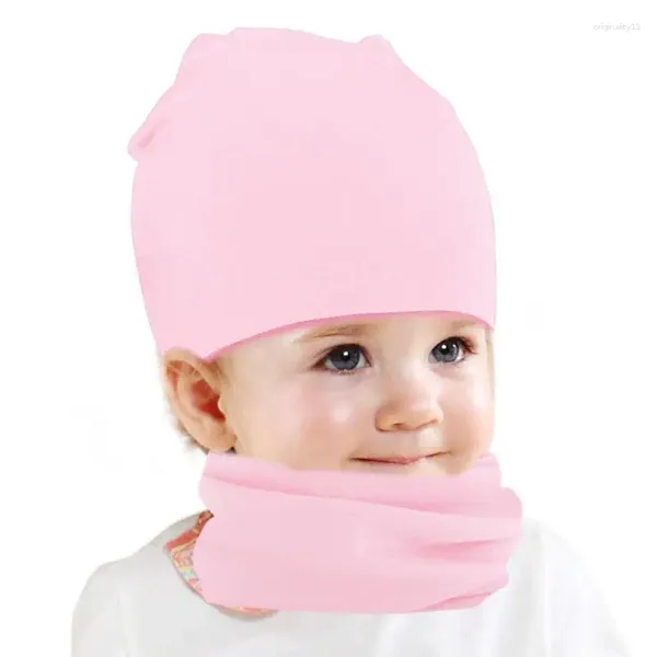 Giyim Setleri Çocuk Beanie Hat ve Eşarp Kapağı Boyun Seti 0-2 Yaşındaki Bebek Erkek Kız Kız Soğuk