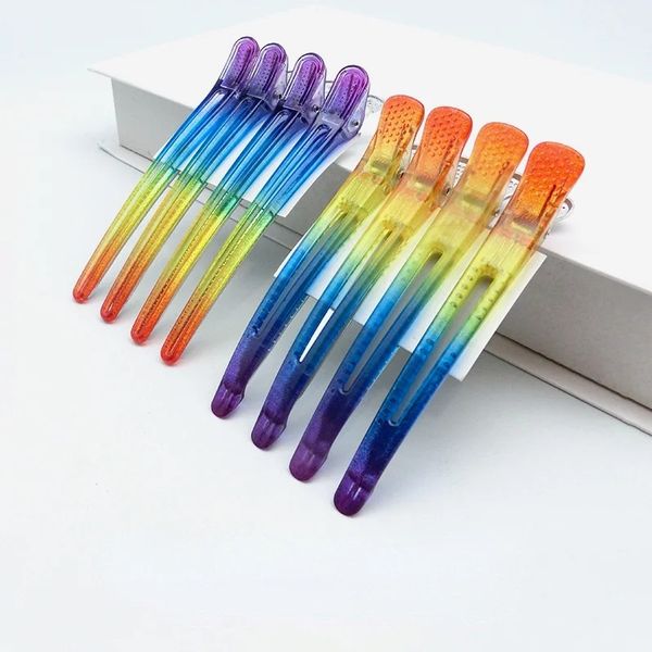 4 teile/satz Regenbogen Haarnadel Feste Styling Clip Flache Ente Mund Haar Clips Pro Salon Friseur Clip Zubehör DIY Hause