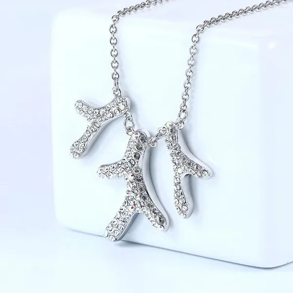 Colares de pingente design coral em forma de colar para mulheres luxo cor prata zircônia cúbica moda jóias presente festa n194