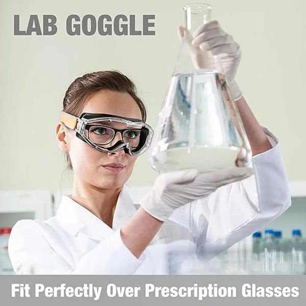 Óculos de segurança de grau industrial, óculos antiembaçante, lente transparente, ajuste de laboratório sobre óculos para homens e mulheres, proteção para os olhos